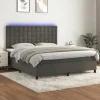 Maison Exclusive - Sengebund med lameller, madras og LED Grå mørk 160x200 cm