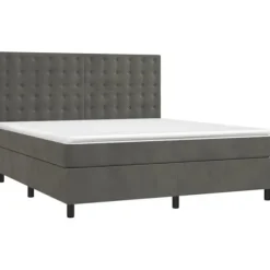 Maison Exclusive - Sengebund med lameller, madras og LED Grå mørk 160x200 cm