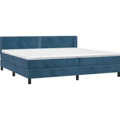 Maison Exclusive - Sengebund med lameller og madras Mørkeblå 200x200cm Velour