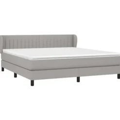 Maison Exclusive - Sengebund med lameller og madras Lys grå 160x200cm Stof