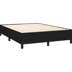 Maison Exclusive - Sengebund med lameller, madras og LED Sort 140x190 cm Stof