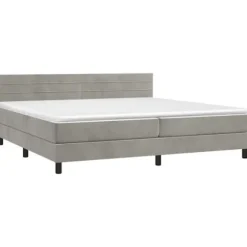 Maison Exclusive - Sengebund med lameller og madras Grå lys 200x200cm Velour