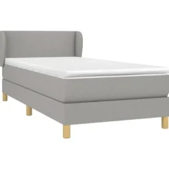 Maison Exclusive - Sengebund med lameller og lysegrå madras 90x190 cmstof