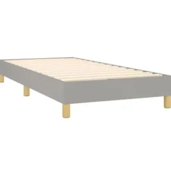 Maison Exclusive - Sengebund med lameller og lysegrå madras 90x190 cmstof