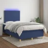 Maison Exclusive - Sengebund med lameller og madras og Blå LED 120x200 cm Stof