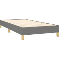 Maison Exclusive - Sengebund med lameller og madras Mørkegrå 90x190 cm Stof