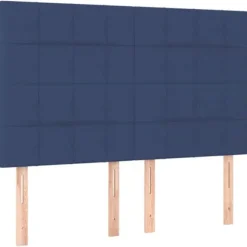 Maison Exclusive - Sengebund med lameller og madras Blå 140x190 cm Stof