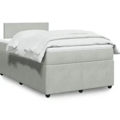 Maison Exclusive - Sengebund med lameller og grålig madras 120x190cm velour