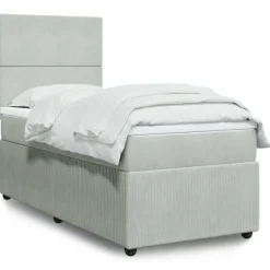 Maison Exclusive - Sengebund med lameller og madras Lys grå 100x200cm Velour