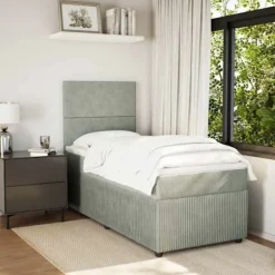 Maison Exclusive - Sengebund med lameller og madras Lys grå 100x200cm Velour