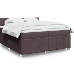 Maison Exclusive - Sengebund med lameller og madras Mørkebrun 200x200 cm