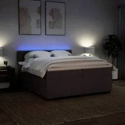 Maison Exclusive - Sengebund med lameller og madras Mørkebrun 200x200 cm