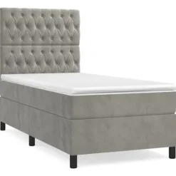 Maison Exclusive - Sengebund med lameller og madras Lys grå 80x200 cm Velvet