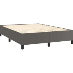Maison Exclusive - Sengebund med lameller og madras Grå 140x190 cm Syntetisk læder