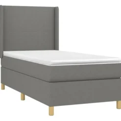 Maison Exclusive - Sengebund med lameller og mørkegrå madras 100x200cm Stof