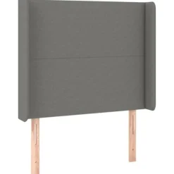 Maison Exclusive - Sengebund med lameller og mørkegrå madras 100x200cm Stof