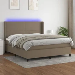 Maison Exclusive - Sengebund med lameller madras LED Taupe 180x200 cm Stof