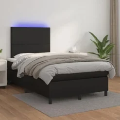 Maison Exclusive - Sengebund med lameller og madras samt LED Sort 120x200 cm