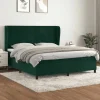 Maison Exclusive - Sengebund med lameller og mørkegrøn madras 180x200cm Velour