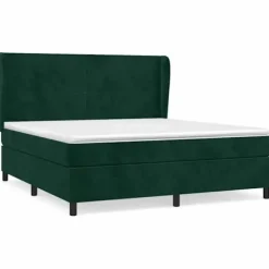 Maison Exclusive - Sengebund med lameller og mørkegrøn madras 180x200cm Velour