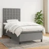 Maison Exclusive - Sengebund med lameller og mørkegrå madras 80x200 cm Stof