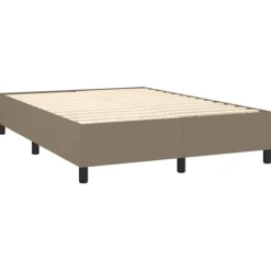 Maison Exclusive - Sengebund med lameller madras og LED Taupe 140x190 cm Stof