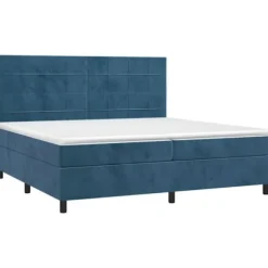 Maison Exclusive - Sengebund med lameller, mørkeblå LED madras 200x200 cm