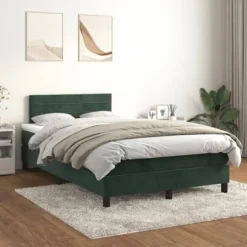 Maison Exclusive - Sengebund med lameller og mørkegrøn madras 120x200cm Velour