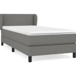 Maison Exclusive - Sengebund med lameller og madras Mørkegrå 90x190 cm Stof