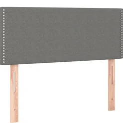 Maison Exclusive - Sengebund med lameller og madras Mørkegrå 90x190 cm Stof