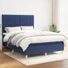 Maison Exclusive - Sengebund med lameller og madras Blå 140x190 cm Stof