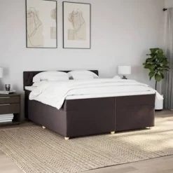Maison Exclusive - Sengebund med lameller og madras Mørkebrun 200x200 cm