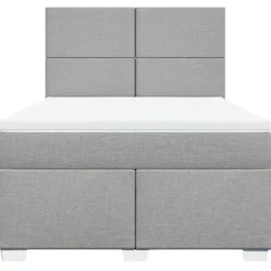 Maison Exclusive - Sengebund med lameller og madras Lys grå 140x200cm Stof