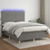 Maison Exclusive - Sengebund med lameller og madras samt LED Grå mørk 140x200 cm