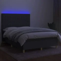 Maison Exclusive - Sengebund med lameller og madras samt LED Grå mørk 140x200 cm