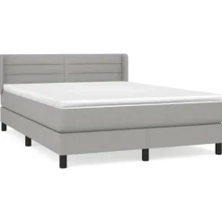 Maison Exclusive - Sengebund med lameller og madras Lys grå 140x200cm Stof