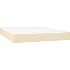 Maison Exclusive - Sengebund med lameller og LED madras Creme 140x200 cm Stof