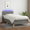 Maison Exclusive - Sengebund med lameller og madras samt LED Mørkegrå 90x190cm