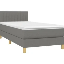 Maison Exclusive - Sengebund med lameller og madras samt LED Mørkegrå 90x190cm