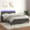 Maison Exclusive - Sengebund med lameller og LED-madras Mørkegrå 140x200 cm