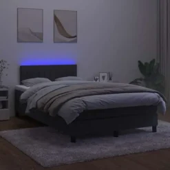 Maison Exclusive - Sengebund med lameller og sort LED madras 120x190 cm fløjlsstof