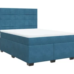 Maison Exclusive - Sengebund med lameller og blå madras 140x190 cm fløjl