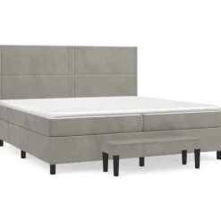 Maison Exclusive - Sengebund med lameller og madras Grå lys 200x200cm Velour