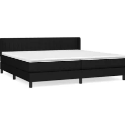 Maison Exclusive - Sengebund med lameller og madras sort 200x200 cm stof