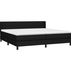 Maison Exclusive - Sengebund med lameller og madras sort 200x200 cm stof