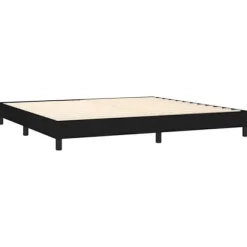 Maison Exclusive - Sengebund med lameller og madras sort 200x200 cm stof