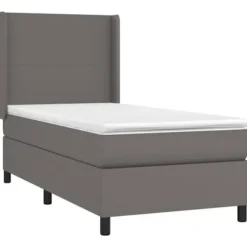 Maison Exclusive - Sengebund med lameller madras LED Grå 100x200 cm Kunstlæder