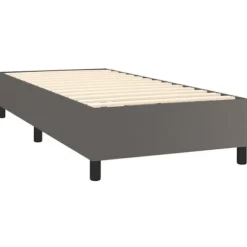 Maison Exclusive - Sengebund med lameller madras LED Grå 100x200 cm Kunstlæder