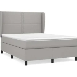 Maison Exclusive - Sengebund med lameller og madras Lys grå 140x200cm Stof