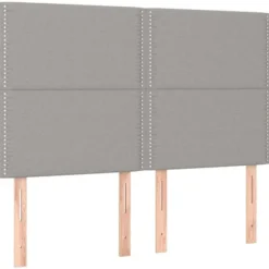 Maison Exclusive - Sengebund med lameller og madras Lys grå 140x200cm Stof